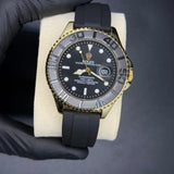 Rolex submariner strap with rotating golden & black dial date just