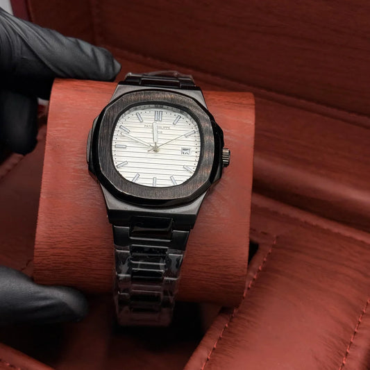 PP Black with white dial with date