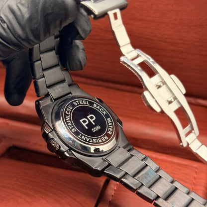 PP Black with white dial with date
